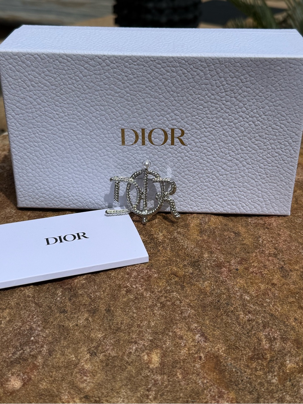 Genuine DIOR  Silver Logo Brooch pin with Pearl Accent stunning rope western - Picture 4 of 8